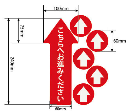 フリーレイアウト誘導シールⅠ（こちらへお進みください｜矢印誘導）