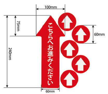フリーレイアウト誘導シールⅠ（こちらへお進みください｜矢印誘導）